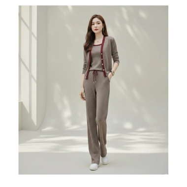 Set Bộ Thun Tăm 3 Món Cardigan, Áo 2 Dây & Quần Suông Ống Rộng Nữ Hàn Quốc - Giá 202.980 VND