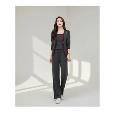 Set Bộ Thun Tăm 3 Món Cardigan, Áo 2 Dây & Quần Suông Ống Rộng Nữ Hàn Quốc - Giá 202.980 VND 7