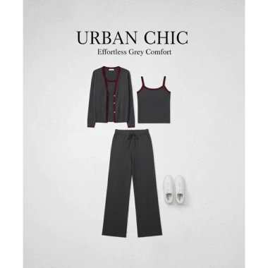Set Bộ Thun Tăm 3 Món Cardigan, Áo 2 Dây & Quần Suông Ống Rộng Nữ Hàn Quốc - Giá 202.980 VND 8