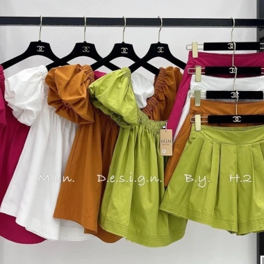 Sét bộ trễ vai tay bèo bồng nhiều màu - 2 kiểu, giảm còn 138k (giá gốc 179k) 5