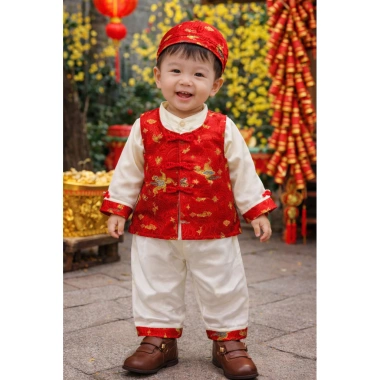 Set Bộ Tường Vân 5 món cho bé trai - Trang phục Tết dễ thương, giá ưu đãi 229k 3
