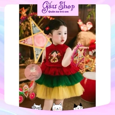 Set bộ váy bé gái CS413 lễ hội Noel, Giáng sinh, Tết, Trung Thu - Thiết kế xinh, thoải mái, giá ưu đãi 149.900₫