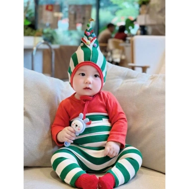Set Body Tết bé 4-14kg kèm yếm Lân, mũ đỏ chóp và tặng tất, sẵn ship, giảm còn 175k 5