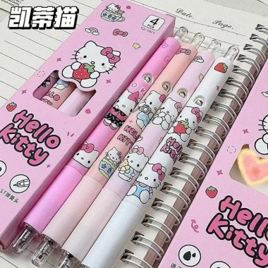 Set bút 4c Hello Kitty đen 0.5mm + bút gấu trúc - Dễ thương, phù hợp văn phòng - 29.000đ