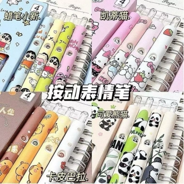 Set bút 4c Hello Kitty đen 0.5mm + bút gấu trúc - Dễ thương, phù hợp văn phòng - 29.000đ