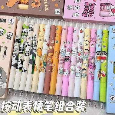 Set bút 4c Hello Kitty đen 0.5mm + bút gấu trúc - Dễ thương, phù hợp văn phòng - 29.000đ