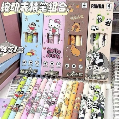 Set bút 4c Hello Kitty đen 0.5mm + bút gấu trúc - Dễ thương, phù hợp văn phòng - 29.000đ