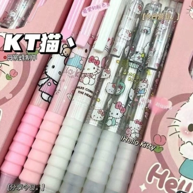 Set bút 6c gel Hello Kitty đen 0.5mm Sanrio – Bút bi dễ thương SB10 cho Văn phòng, Sinh viên, Học sinh – Chỉ 29.000₫