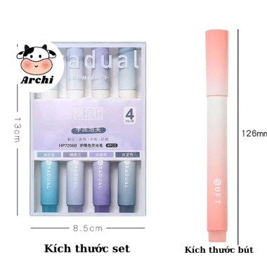 Set Bút Dạ Quang 4 màu Gradient – Ngòi mềm, highlight cho học sinh, 19.900 VND 3