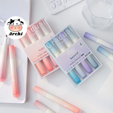 Set Bút Dạ Quang 4 màu Gradient – Ngòi mềm, highlight cho học sinh, 19.900 VND 9