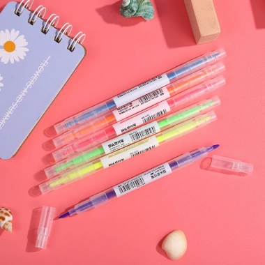 Set bút màu highlight hai đầu sáng tạo, bút nhớ cute tiện lợi, quà tặng văn phòng phẩm Babi Store 15k
