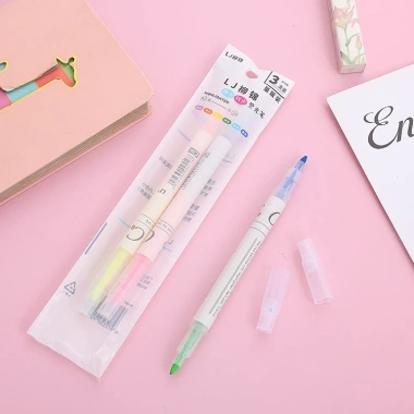 Set bút màu highlight hai đầu sáng tạo, bút nhớ cute tiện lợi, quà tặng văn phòng phẩm Babi Store 15k