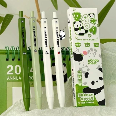 Set bút mực đen 4c gấu trúc 0.5mm 4 màu – Bút gel cho văn phòng, sinh viên, học sinh, giá 24.000₫