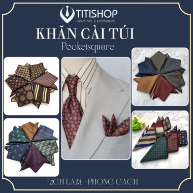 Sét Cavat & Khăn Cài Túi Quý Ông - Caravat Hàn Quốc, Pocket Square, Giá 40.000₫