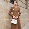 Set chân váy áo dài tay công sở MSB484 - Áo ngắn cúc khoen mix xòe nhung basic chéo