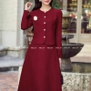 Set chân váy áo dài tay công sở MSB484 - Áo ngắn cúc khoen mix xòe nhung basic chéo 4