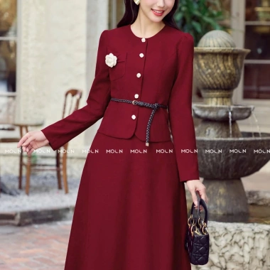 Set chân váy áo dài tay công sở MSB484 - Áo ngắn cúc khoen mix xòe nhung basic chéo 6 Set chân váy áo dài tay công sở MSB484 - Áo ngắn cúc khoen mix xòe nhung basic chéo 6