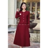 Set chân váy áo dài tay công sở MSB484 - Áo ngắn cúc khoen mix xòe nhung basic chéo 8
