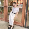 Set chân váy bút chì dài áo thun cotton cổ tròn cọc tay bé gái 7-35kg giá 50.000đ 3