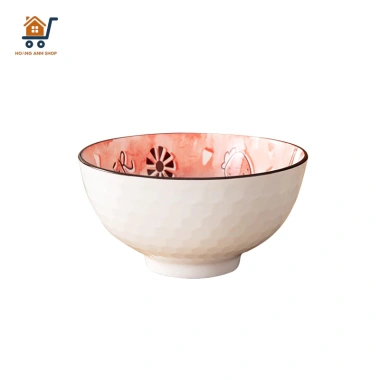 Set Chén Sứ Gia Đình Dễ Thương Vân Tổ Ong Tráng Men Cao Cấp - Bát Ăn Cơm Cho Dad Mom Son Daughter Giá 52.000đ
