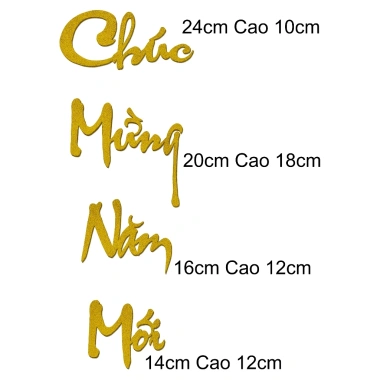 Set chữ nhũ vàng trắng Tết - Dán mẹt tre, mành tre, liễn, bao lì xì chỉ 5.000đ
