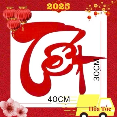Set Chữ Tết Vải Nhung Đỏ 2.025 Kèm Hoa Trang Trí - Size Lớn Giá Ưu Đãi 34k 8