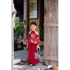 Sét cổ yếm bé gái cách tân tay trễ, vai quần lụa suông rộng - Đồ lễ tết du xuân, cân nặng 13-56kg, giảm giá 370k 3