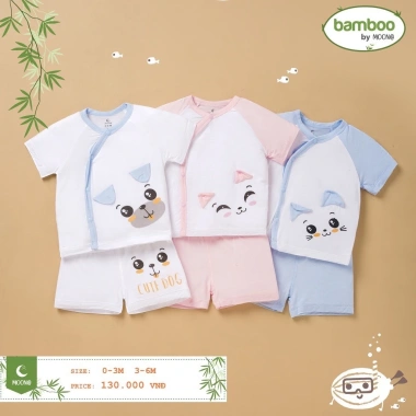 Set Cộc Tay Sơ Sinh 3-7kg Moon Cài Lệch Mềm Mại, Thấm Hút Mồ Hôi Cao, Vượt Trội, Không Kích Ứng, Thiết Kế Tiện Lợi - Giá Ưu Đãi 150.000 VND 2