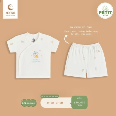 Set Cộc Tay Sơ Sinh 3-7kg Moon Cài Lệch Mềm Mại, Thấm Hút Mồ Hôi Cao, Vượt Trội, Không Kích Ứng, Thiết Kế Tiện Lợi - Giá Ưu Đãi 150.000 VND 7