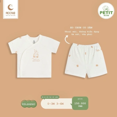 Set Cộc Tay Sơ Sinh 3-7kg Moon Cài Lệch Mềm Mại, Thấm Hút Mồ Hôi Cao, Vượt Trội, Không Kích Ứng, Thiết Kế Tiện Lợi - Giá Ưu Đãi 150.000 VND 10