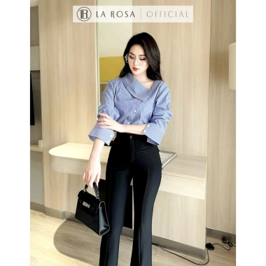 Set Công Sở La Rosa S717 - Áo Sơ Mi Dài Tay Lệch Vai và Quần Ống Loe Tôn, Giá 239.000₫ 3