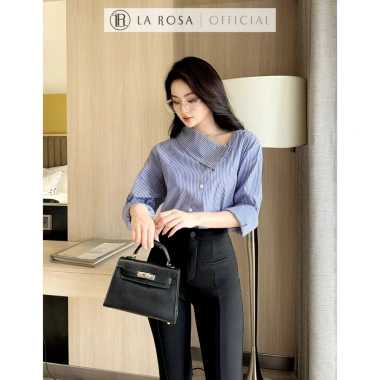 Set Công Sở La Rosa S717 - Áo Sơ Mi Dài Tay Lệch Vai và Quần Ống Loe Tôn, Giá 239.000₫ 4