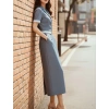 Sét công sở nữ: Áo tay ngắn cổ vest + chân váy bút chì xẻ sau - Giá ưu đãi 819k