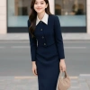 Set công sở nữ cao cấp áo tay dài phối cổ trắng và chân váy dài ôm thanh lịch - Giá ưu đãi 379k 2