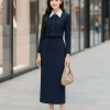 Set công sở nữ cao cấp áo tay dài phối cổ trắng và chân váy dài ôm thanh lịch - Giá ưu đãi 379k 5