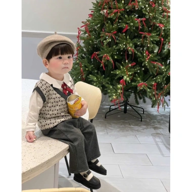 Set Công Tử Bé Trai Áo Sơ Mi + Gile Họa Tiết, Quần Dài Vest Dự Tiệc Noel Tết - Giá ưu đãi 319.000đ