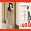 Set dạ vest tweed cao cấp & chân váy bút chì – Đầm công sở sang trọng nơ cổ DS7.098 chỉ 675k