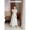 Set Đầm Ren Trắng La Rosa Tay Ngắn Sang Trọng, Váy Dự Tiệc Cưới Hàn Quốc S871 3