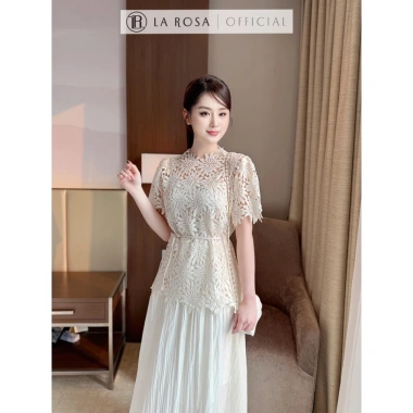 Set Đầm Ren Trắng La Rosa Tay Ngắn Sang Trọng, Váy Dự Tiệc Cưới Hàn Quốc S871 4 Set Đầm Ren Trắng La Rosa Tay Ngắn Sang Trọng, Váy Dự Tiệc Cưới Hàn Quốc S871 4