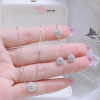Set dây chuyền nhẫn bông tai bạc nữ CHY SILVER hình cầu đá 10 li - Bạc thật, giá 250k