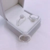 Set dây chuyền nhẫn bông tai bạc nữ CHY SILVER hình cầu đá 10 li - Bạc thật, giá 250k 7