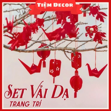 Set Dây Treo Vải Dạ Đỏ 17 Chi Tiết Trang Trí Tết – Chim Én, Hạc, Đèn Lồng, Nhà Cửa, Quán Cafe, Lớp Học, 9.000₫