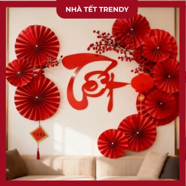 Set Decor Tết 2.026 Cổ Truyền Bính Ngọ Tài Lộc - Phụ Kiện Treo Tường cho Quán Cafe, Nhà Hàng - Giá 180.000 VND