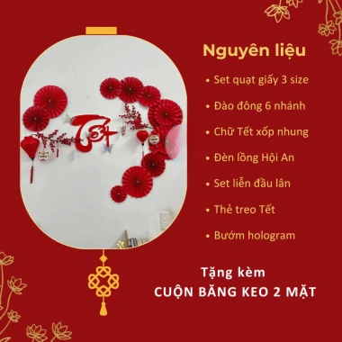 Set Decor Tết 2.026 Cổ Truyền Bính Ngọ Tài Lộc - Phụ Kiện Treo Tường cho Quán Cafe, Nhà Hàng - Giá 180.000 VND 4