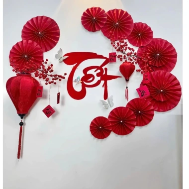 Set Decor Tết 2.026 Cổ Truyền Bính Ngọ Tài Lộc - Phụ Kiện Treo Tường cho Quán Cafe, Nhà Hàng - Giá 180.000 VND 5