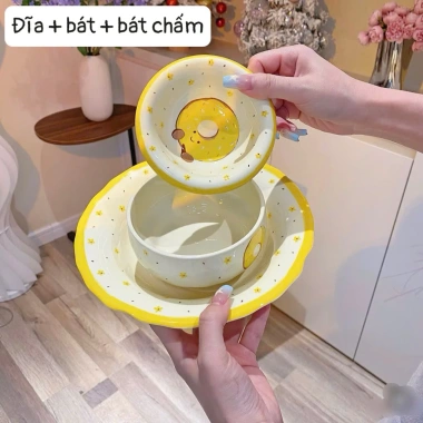 Sét Đĩa Sứ kèm Bát Con và Bát Đựng Nước Chấm hoạ tiệc bánh ngọt - Trà sữa, chỉ 118.750 VND 3