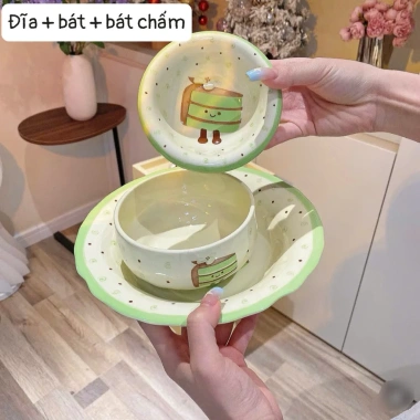 Sét Đĩa Sứ kèm Bát Con và Bát Đựng Nước Chấm hoạ tiệc bánh ngọt - Trà sữa, chỉ 118.750 VND 4