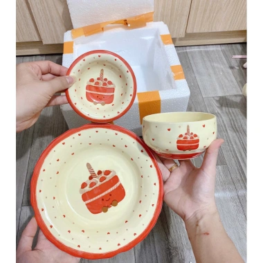 Sét Đĩa Sứ kèm Bát Con và Bát Đựng Nước Chấm hoạ tiệc bánh ngọt - Trà sữa, chỉ 118.750 VND 5