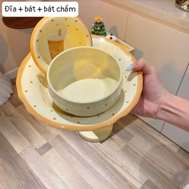 Sét Đĩa Sứ kèm Bát Con và Bát Đựng Nước Chấm hoạ tiệc bánh ngọt - Trà sữa, chỉ 118.750 VND 6