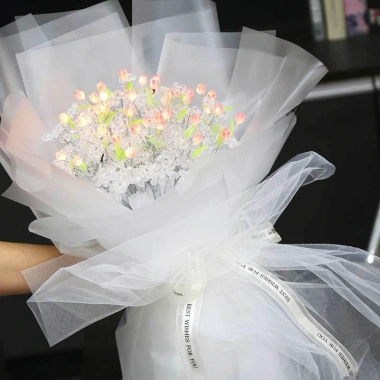 Set DIY Bó Hoa Tulip Đèn LED Handmade Quà Lãng Mạn Người Yêu 20/10 8/3 Erashop